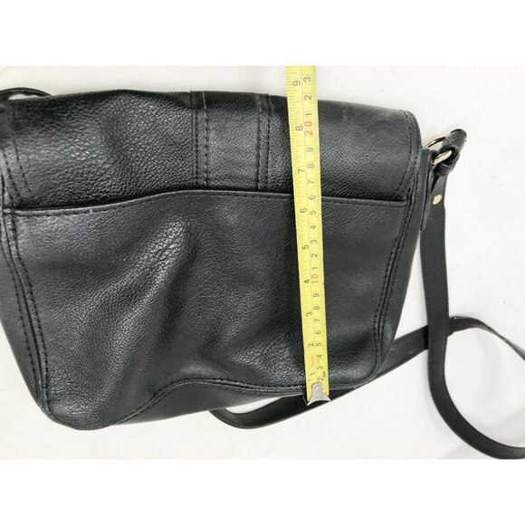 LIZ CLAIBORNE Black Faux Leather Crossbody Bag w Large Front Buckle - Picture 11 of 12